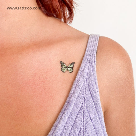 Tatuaje temporal de mariposa verde - Juego de 3