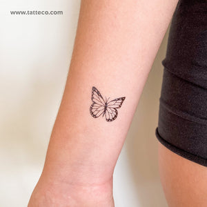 Hand-Drawn Butterfly Temporary Tattoo - Set of 3