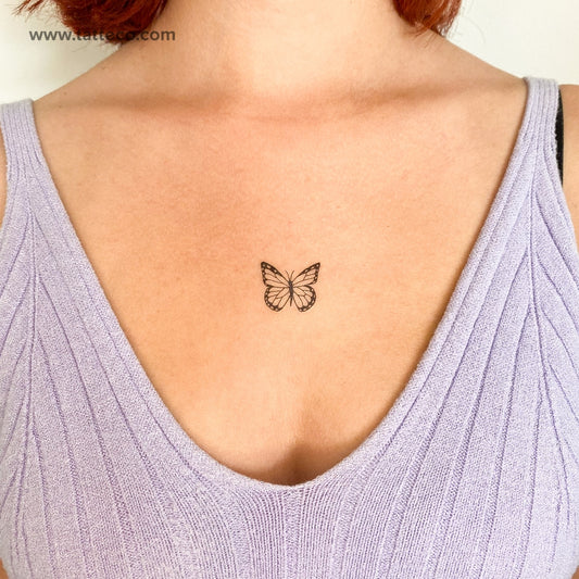 Tatuaje temporal de mariposa dibujada a mano (juego de 3)