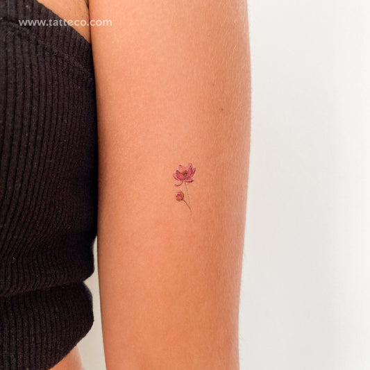 Tatuaje temporal pequeño de loto en acuarela (juego de 3)
