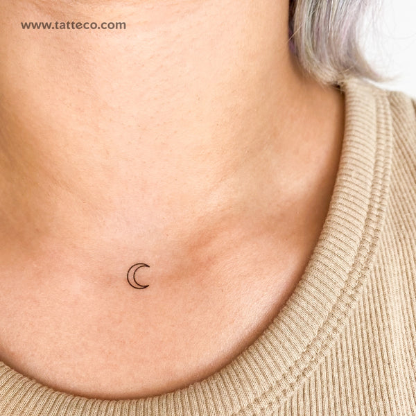 Small Crescent Moon Outline Temporary Tattoo - Set of 3