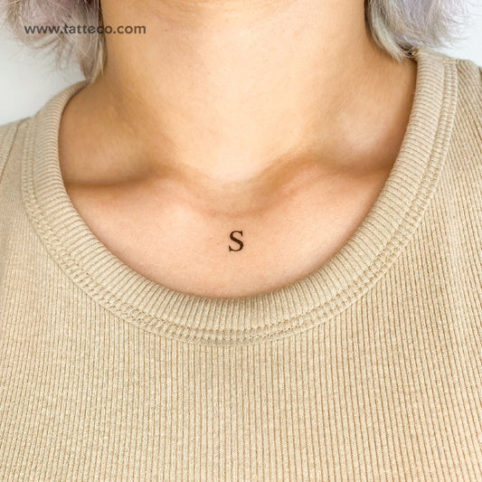 S Serif Capital Letter Temporary Tattoo - Set of 3