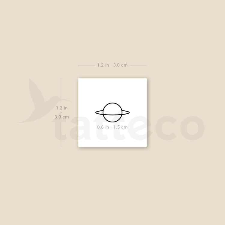 Minimalist Saturn Temporary Tattoo - Set of 3
