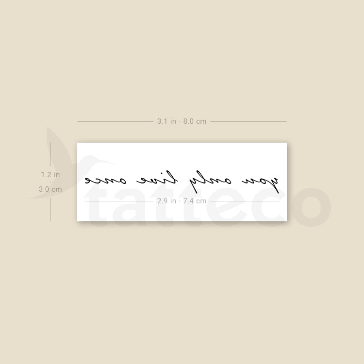 Tatuaje temporal "Solo se vive una vez" - Juego de 3