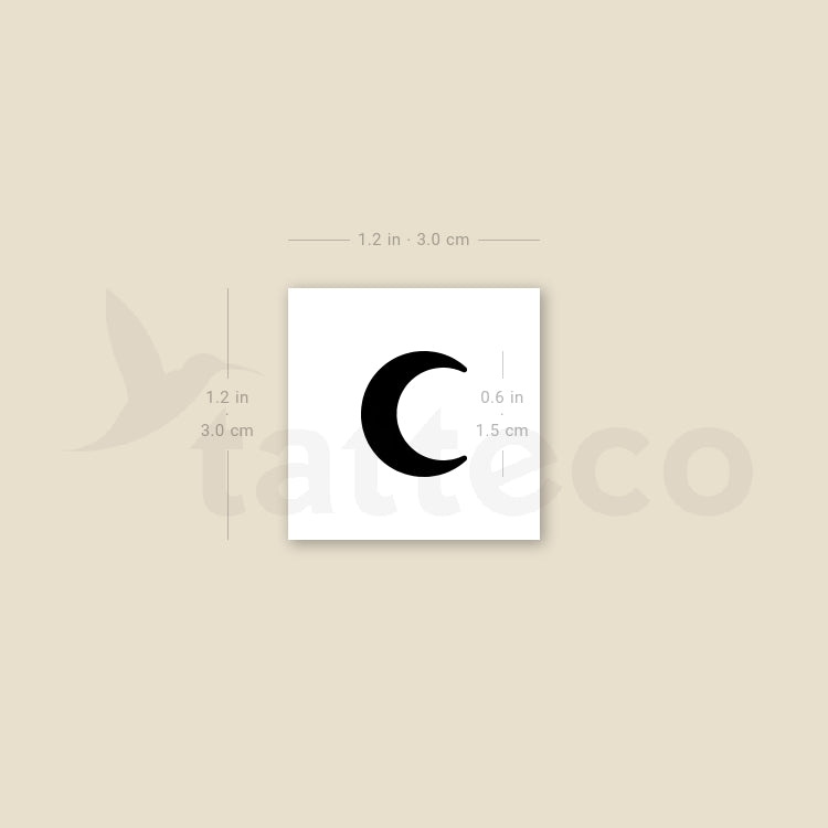 Black Crescent Moon Temporary Tattoo - Set of 3