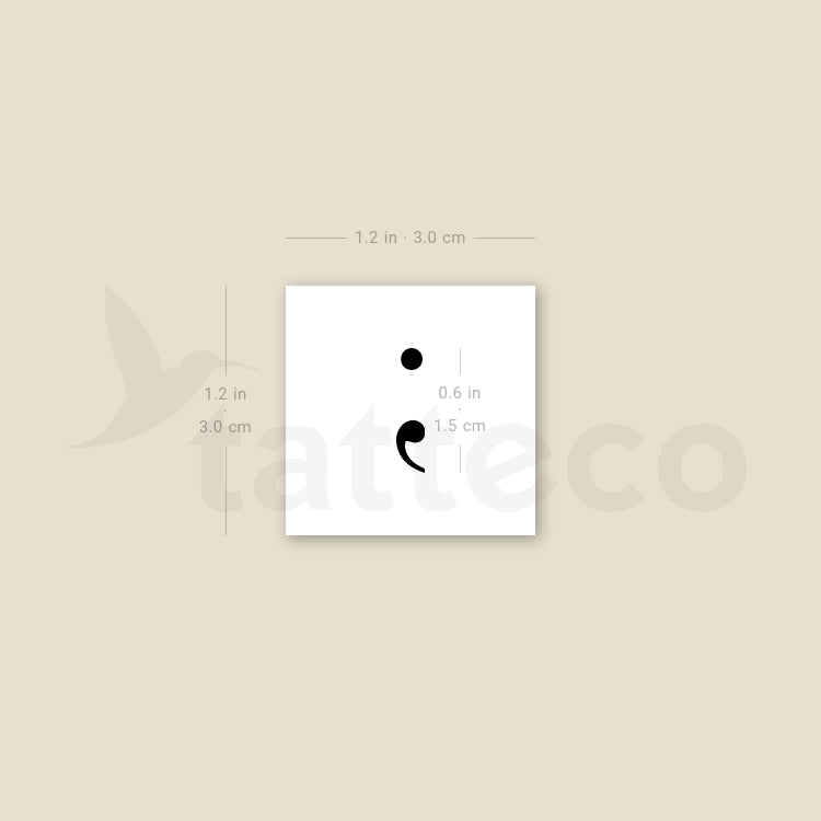 Small Semicolon Temporary Tattoo - Set of 3