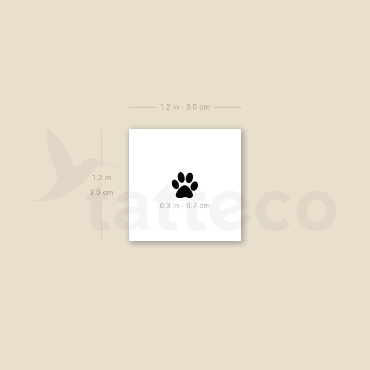 Small Paw Print Temporary Tattoo - Set of 3