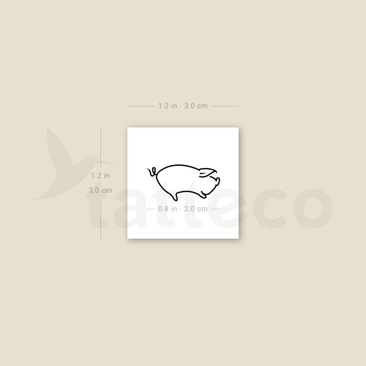 Minimalist Pig Temporary Tattoo - Set of 3