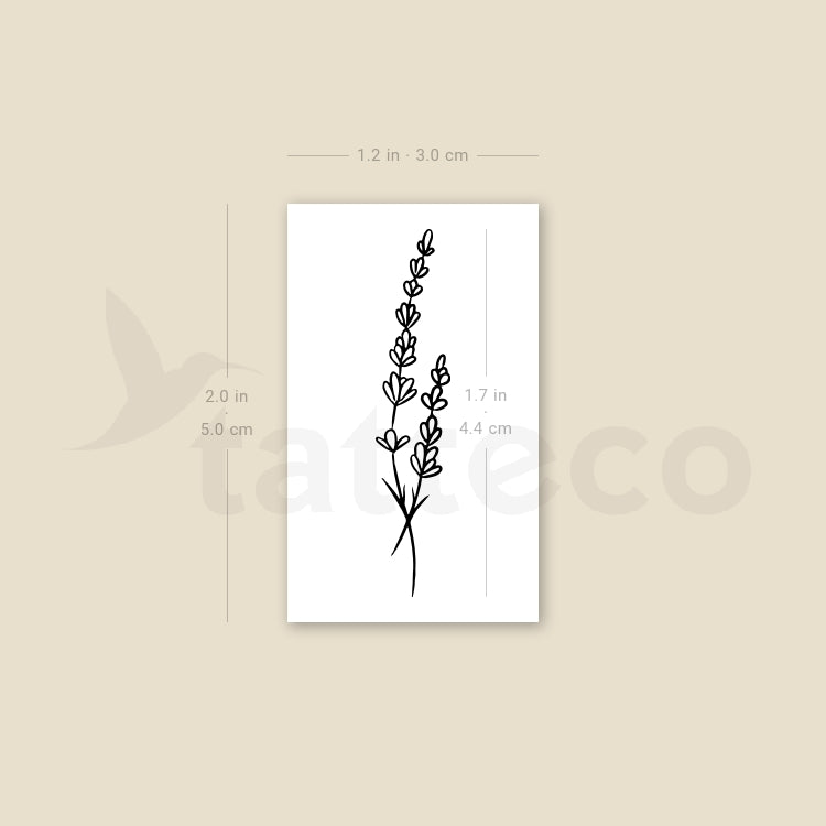 Tatuaje temporal de línea fina de lavanda - Juego de 3