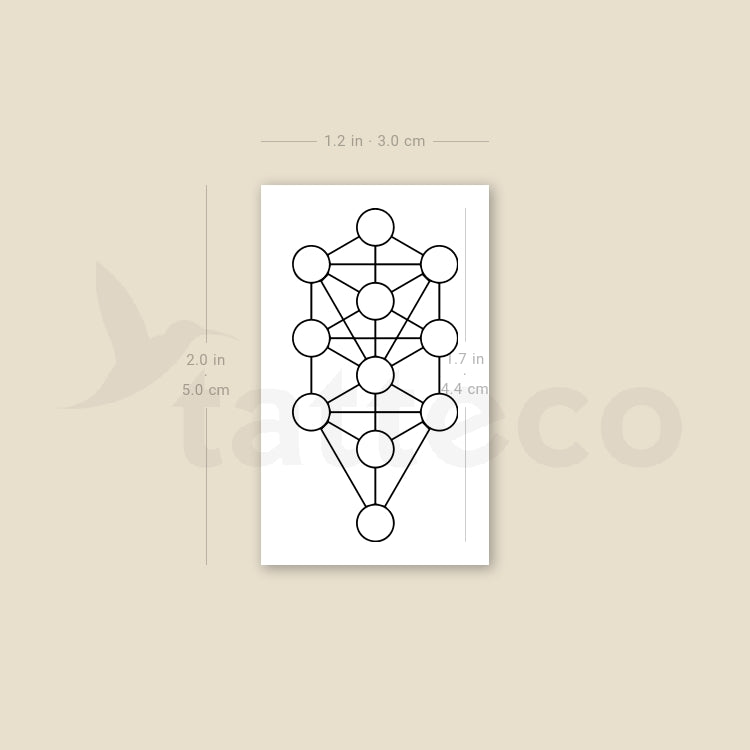 Tatuaje temporal del Árbol de la Vida de la Cábala - Juego de 3