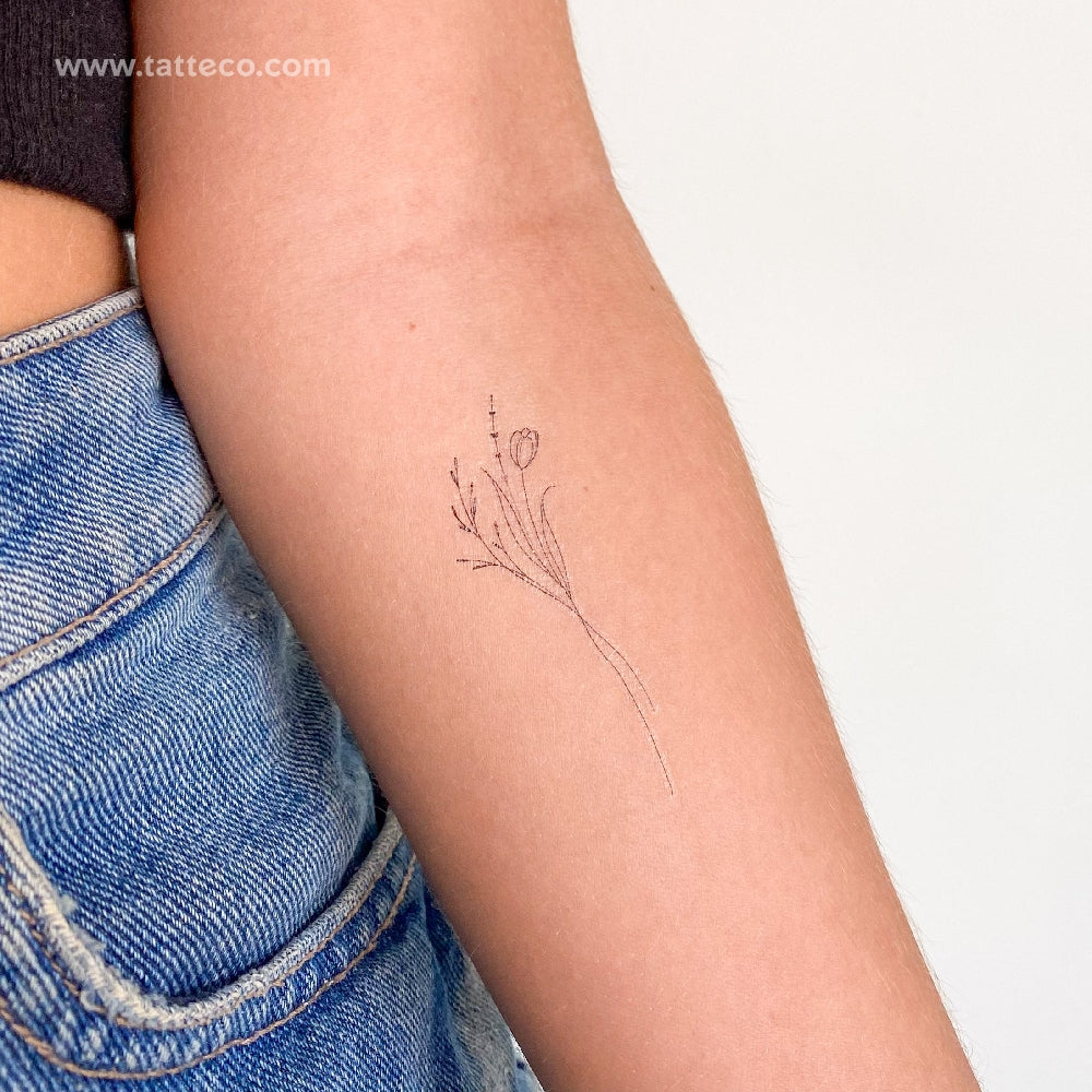 3 Flower Tattoos on Arm - Soft & Stunning