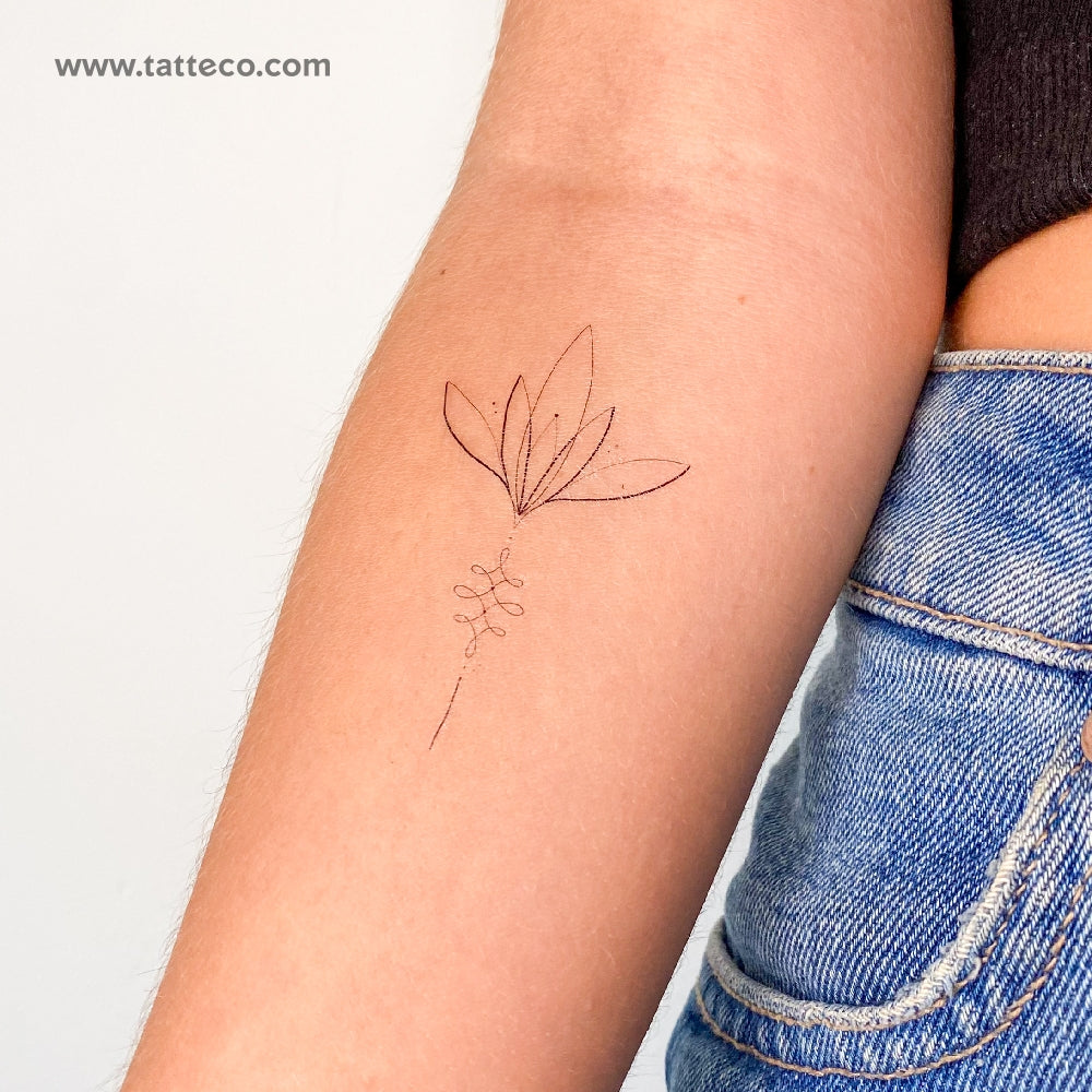Lotus Flower with Name Tattoo Idea