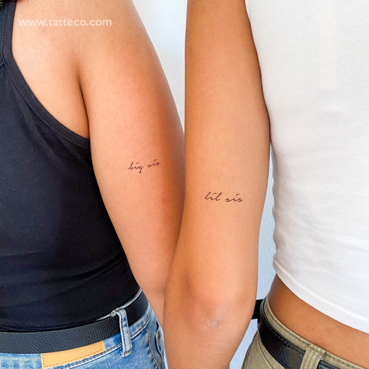 Tatuajes temporales a juego para hermana mayor y hermana menor (juego de 3 y 3)
