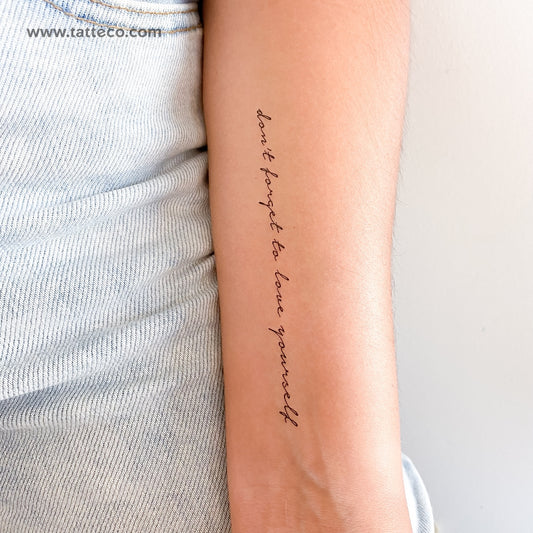 Tatuaje temporal "No olvides amarte a ti mismo" - Juego de 3