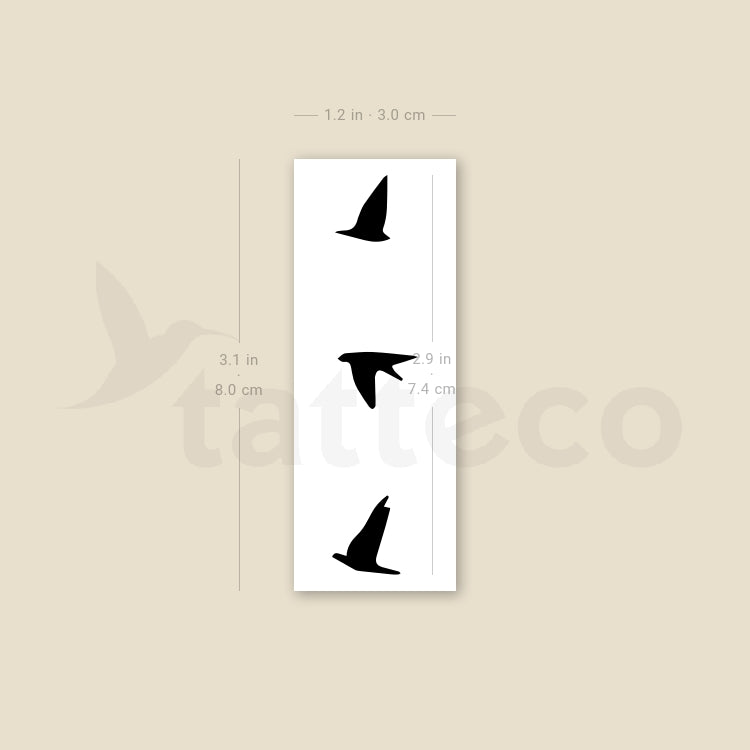 Three Flying Birds Temporary Tattoo - Set of 3