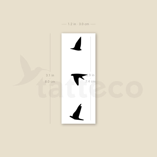 Tatuaje temporal de tres pájaros volando - Juego de 3