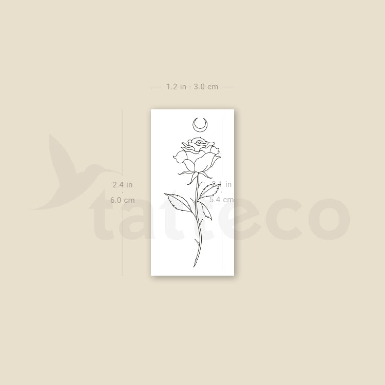 Moon Rose by Jakenowicz Temporary Tattoo - Set of 3
