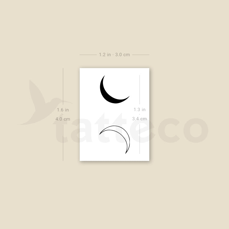 Tatuaje temporal de pareja en media luna - Juego de 3
