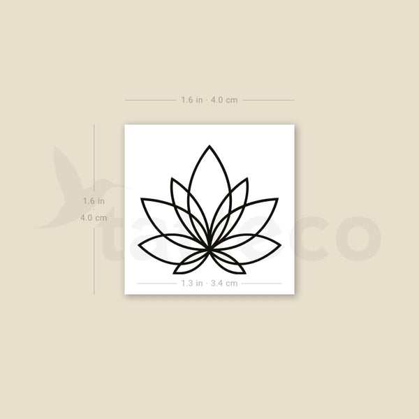 Fine Line Lotus Flower Temporary Tattoo - Set of 3