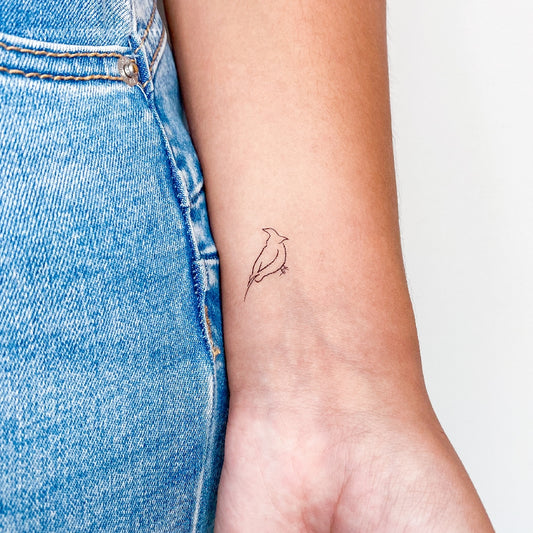 Fine Line Cardinal Temporary Tattoo - Set of 3