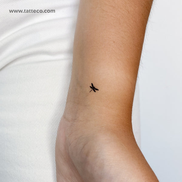 Tiny Black Dragonfly Temporary Tattoo - Set of 3
