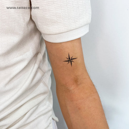 Tatuaje temporal minimalista de rosa de los vientos (juego de 3)