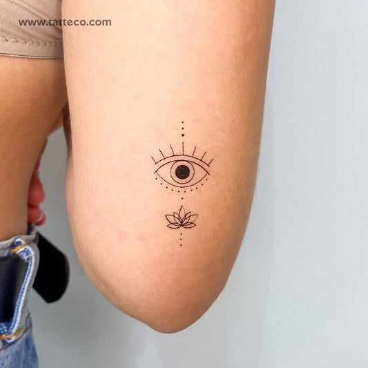 Tatuaje temporal de ojo y loto de 1991.ink - Juego de 3