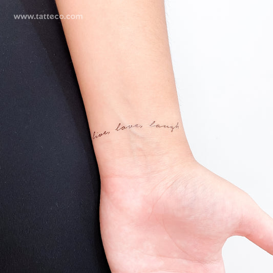 Tatuaje temporal "Vive, ama, ríe" - Juego de 3