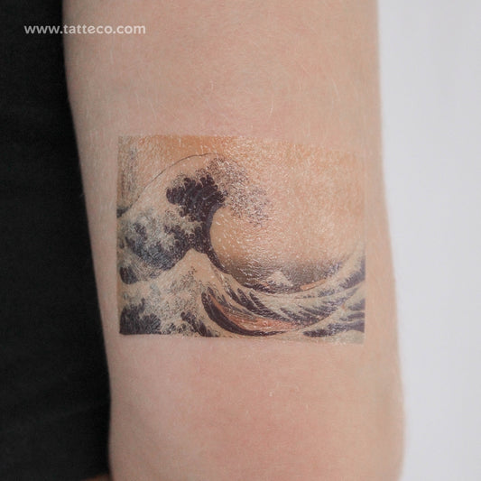Tatuaje temporal de La gran ola de Kanagawa de Hokusai (juego de 3)
