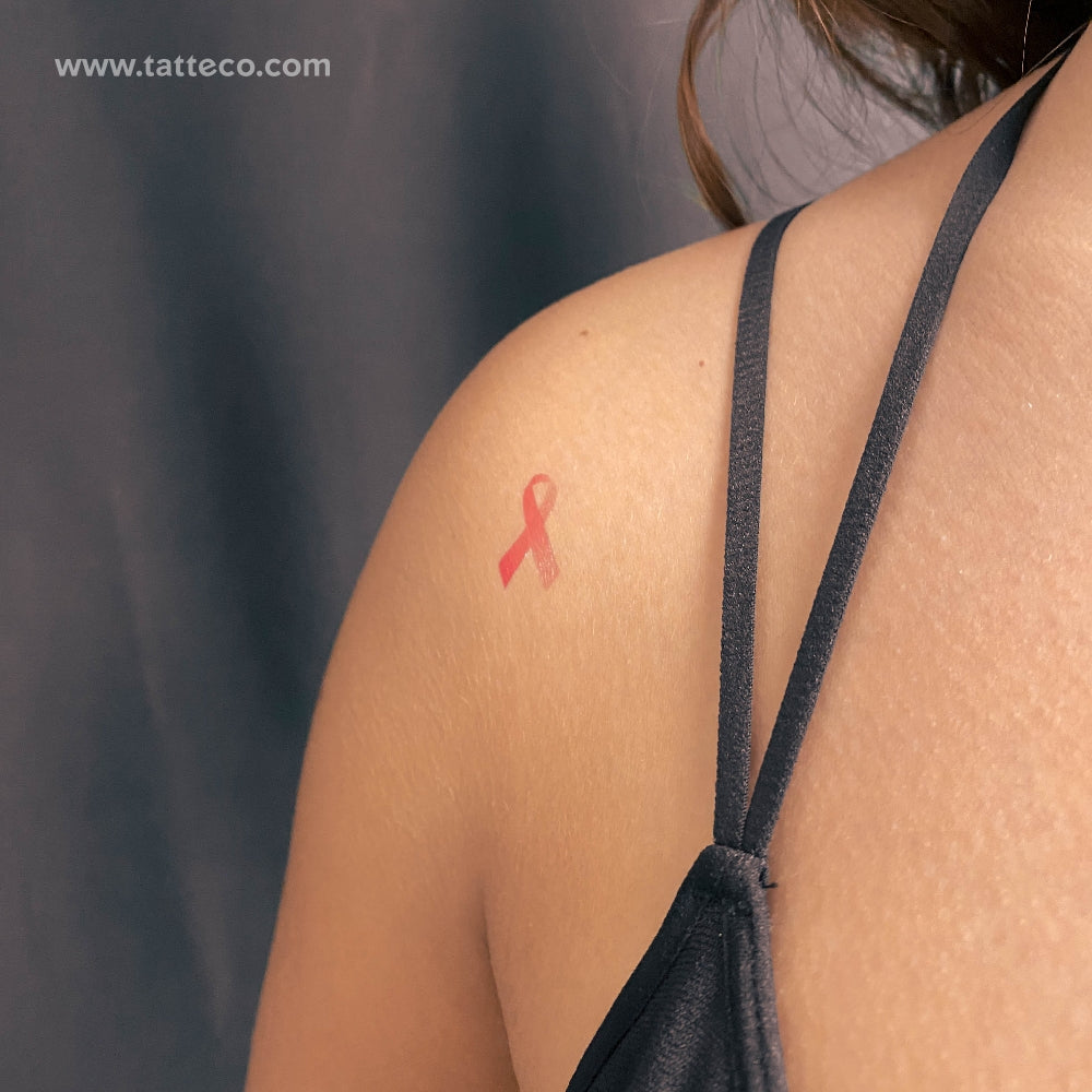 Pink Ribbon Temporary Tattoo (Set of 3) – Small Tattoos