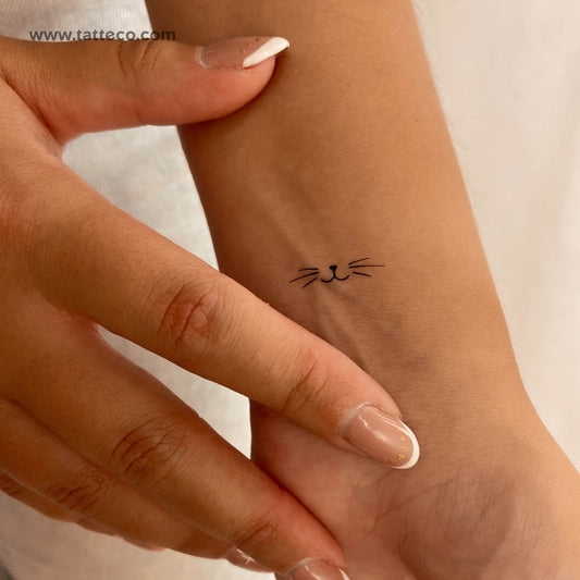 Small Minimalist Cat Whiskers Temporary Tattoo - Set of 3
