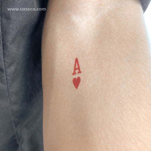 Ace Of Hearts Temporary Tattoo - Set of 3
