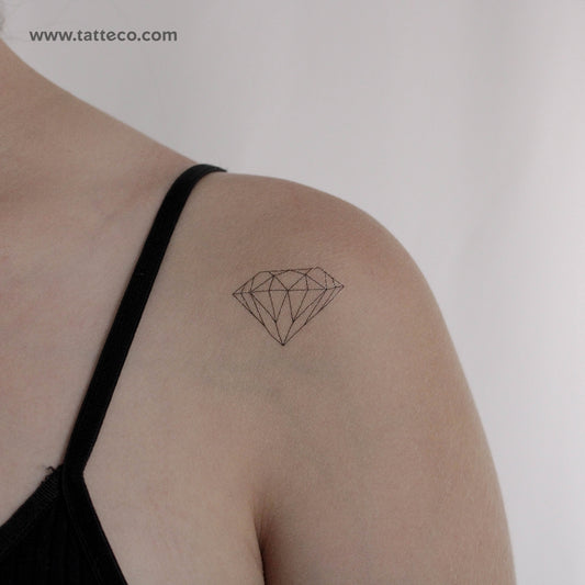 Tatuaje temporal de diamante de línea fina - Juego de 3