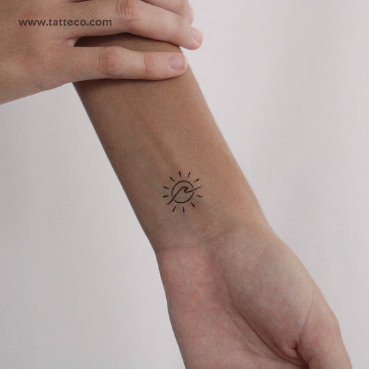 Tatuaje temporal de sol y olas - Juego de 3