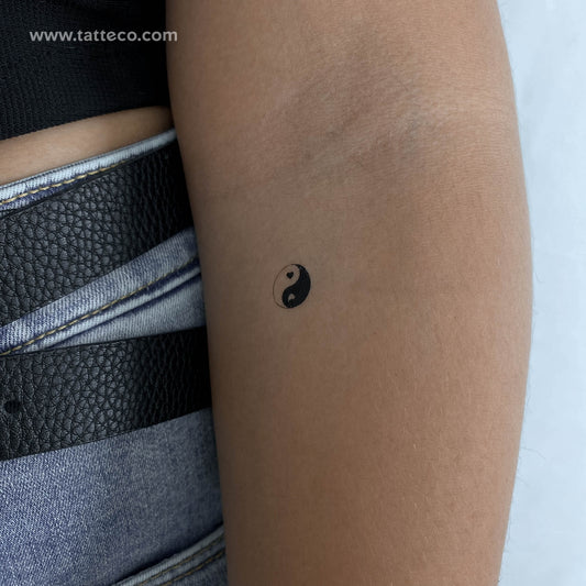 Tatuaje temporal de corazón Yin Yang - Juego de 3