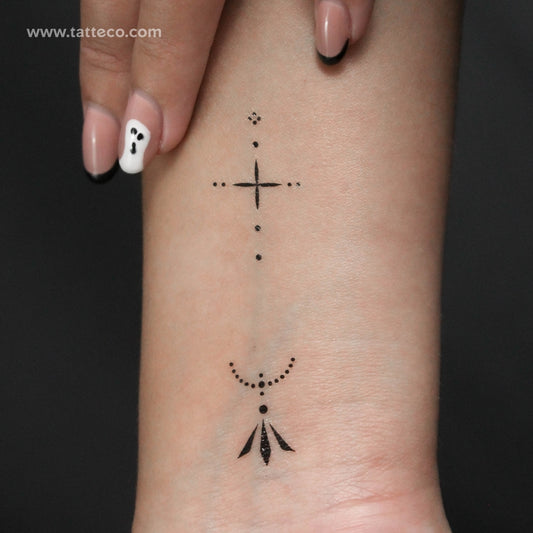 Finger Composition 4 Temporary Tattoo - Set of 3