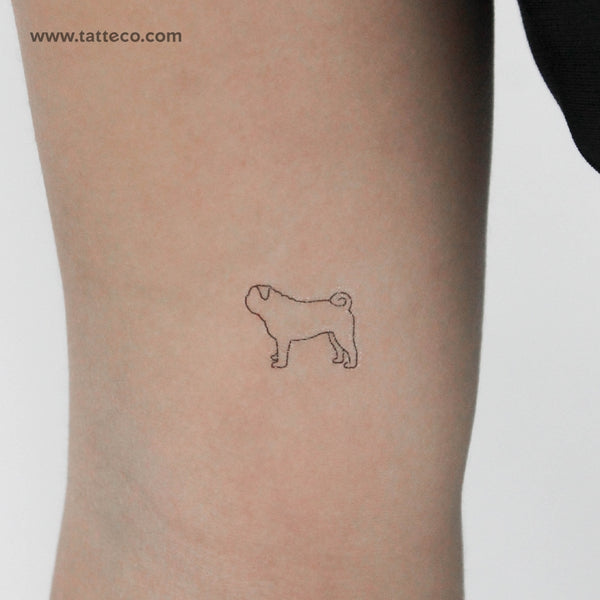 Pug Temporary Tattoo - Set of 3