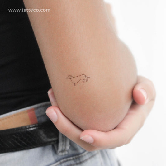 Tatuaje temporal de perro salchicha pequeño - Juego de 3