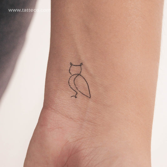 Single Line Owl Temporary Tattoo - Set of 3