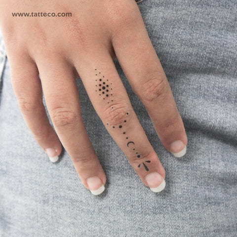 Finger Composition 1 Temporary Tattoo - Set of 3