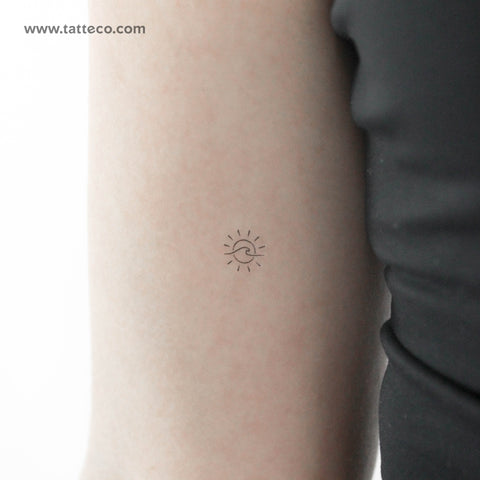 Tiny Sun and Wave Temporary Tattoo - Set of 3