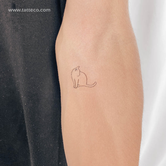 Tatuaje temporal de gato sentado - Juego de 3