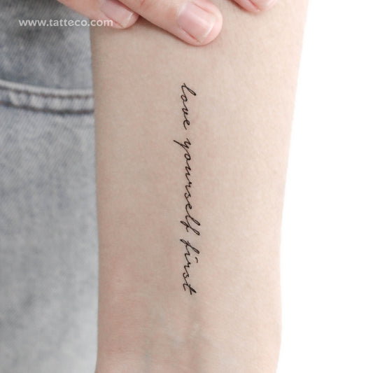 Tatuaje temporal "Ámate a ti mismo primero" - Juego de 3