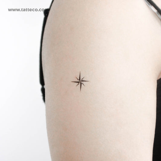 Tatuaje temporal minimalista de rosa de los vientos (juego de 3)