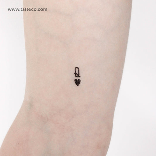 Small Black Queen Of Hearts Temporary Tattoo - Set of 3