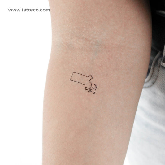Tatuaje temporal del mapa de Massachusetts (juego de 3)