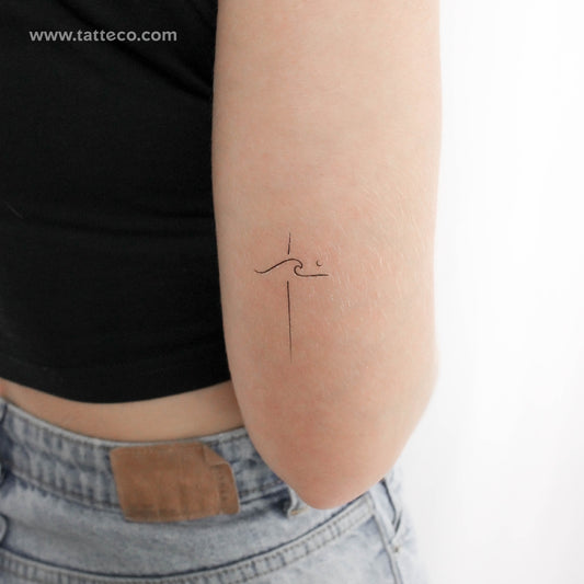 Tatuaje temporal de cruz ondulada - Juego de 3