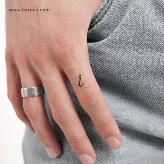 L Handwritten Letter Temporary Tattoo - Set of 3
