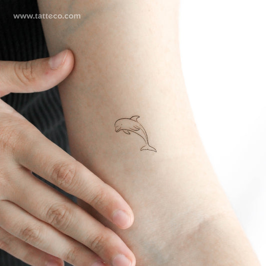 Tatuaje temporal de delfín de línea fina (juego de 3)