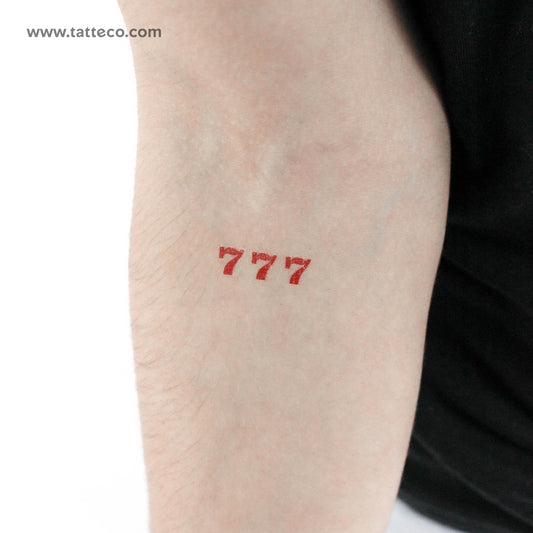 Red 777 Temporary Tattoo - Set of 3